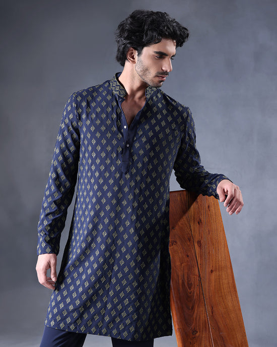 Blue and Olive Kurta Set