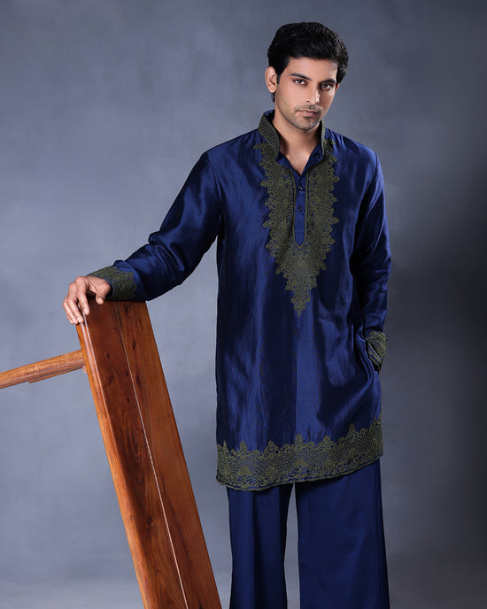 Blue and Olive kurta Set