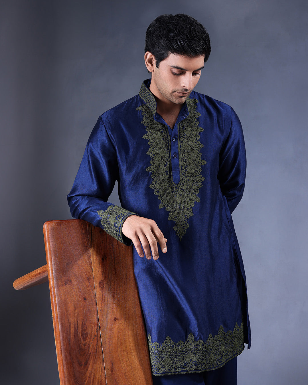 Blue and Olive kurta Set