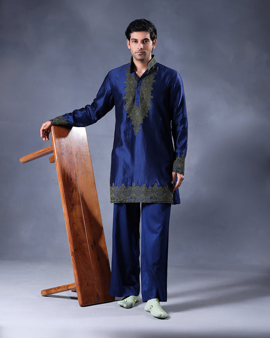 Blue and Olive kurta Set