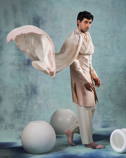 White Peach Ombre Indowestern Set