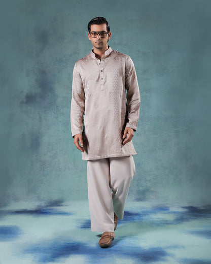 Champagne Tone on Tone Kurta Set