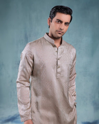 Champagne Tone on Tone Kurta Set