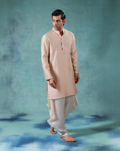 Peach and ivory kurta set