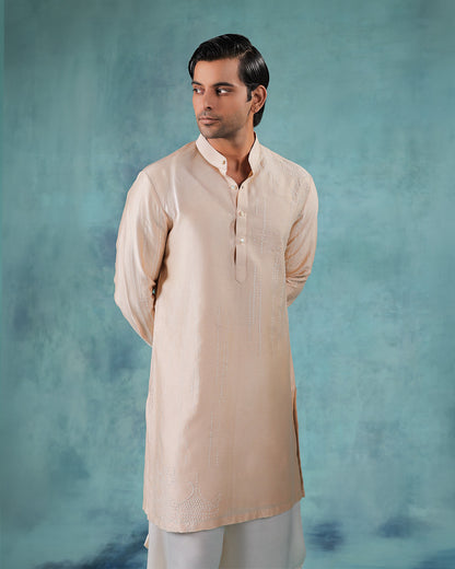 Peach and ivory kurta set