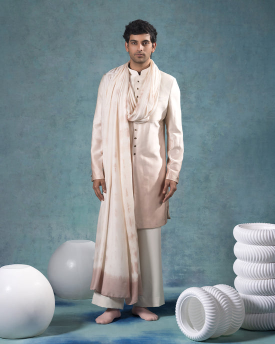 White Peach Ombre Indowestern Set