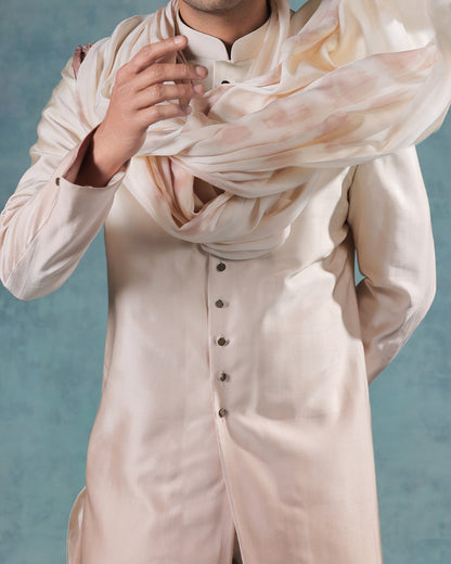 White Peach Ombre Indowestern Set