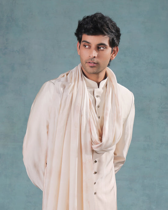 White Peach Ombre Indowestern Set