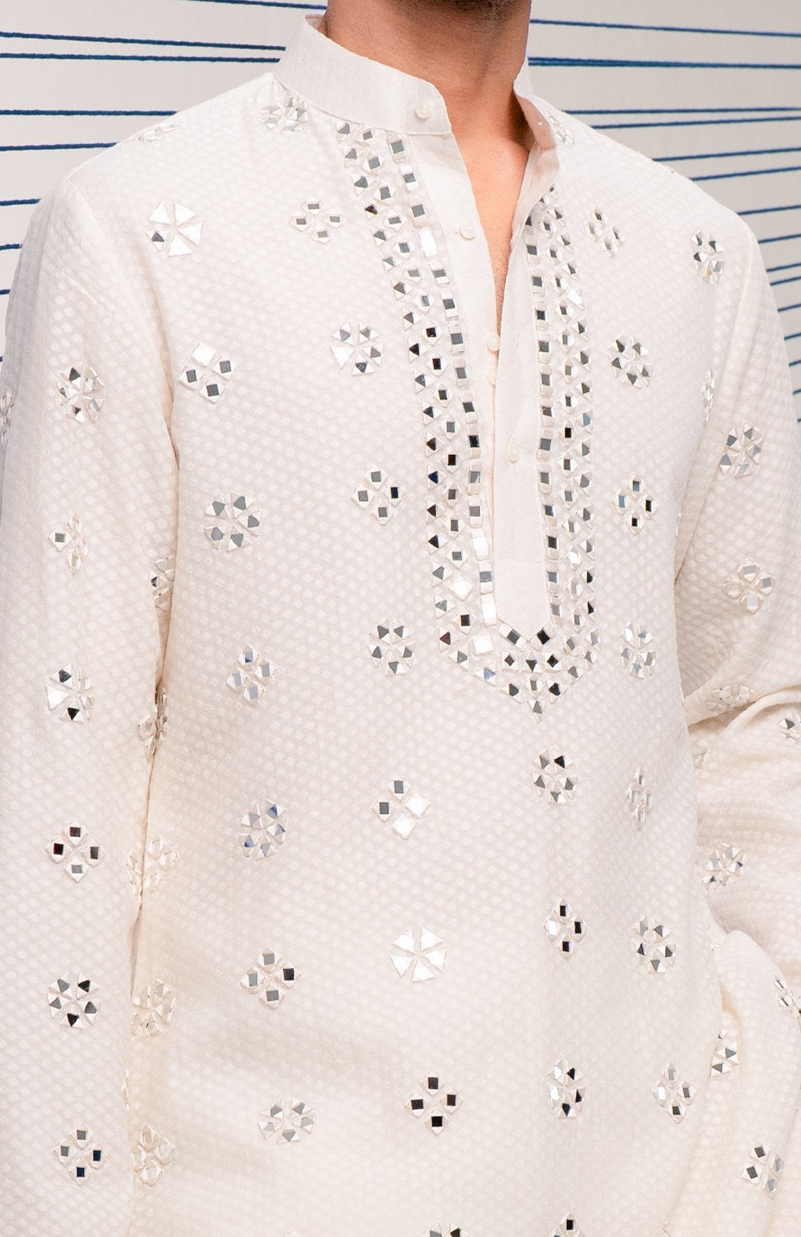 Ivory Mirror  Work Kurta Set