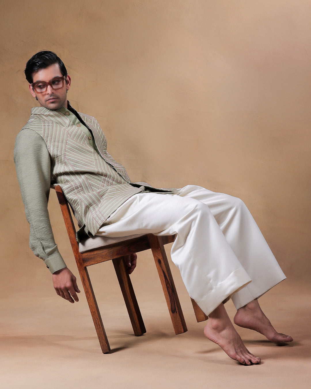Green Nehru Jacket Kurta Set