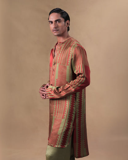 Green Printed kurta set