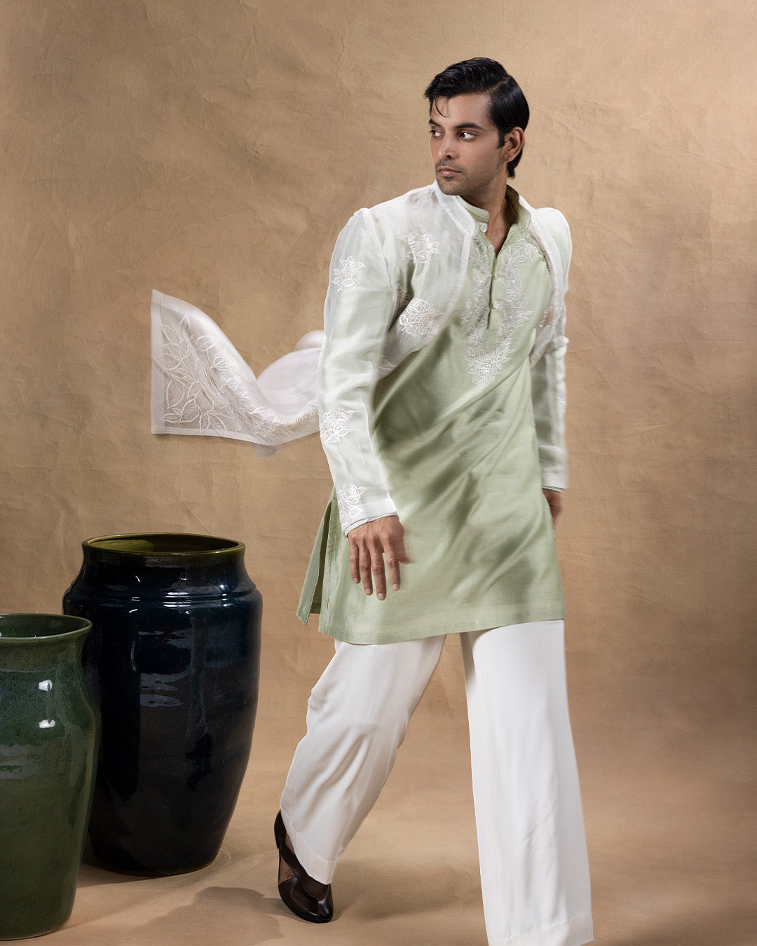 White Indowestern Set