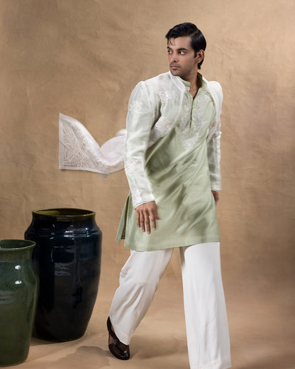 White Indowestern Set