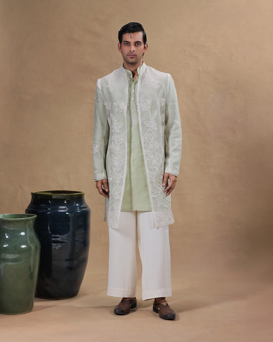White Indowestern Set