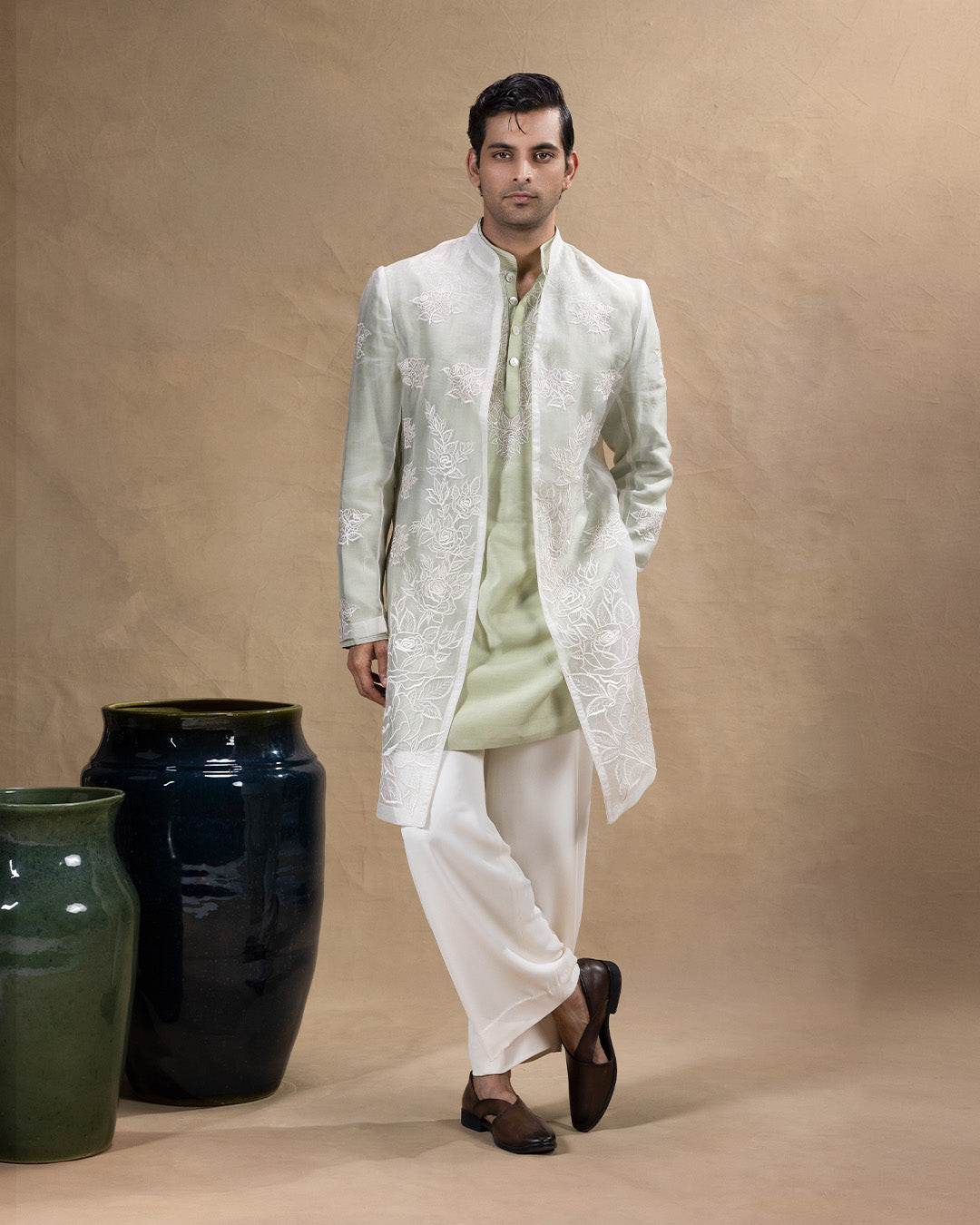 White Indowestern Set