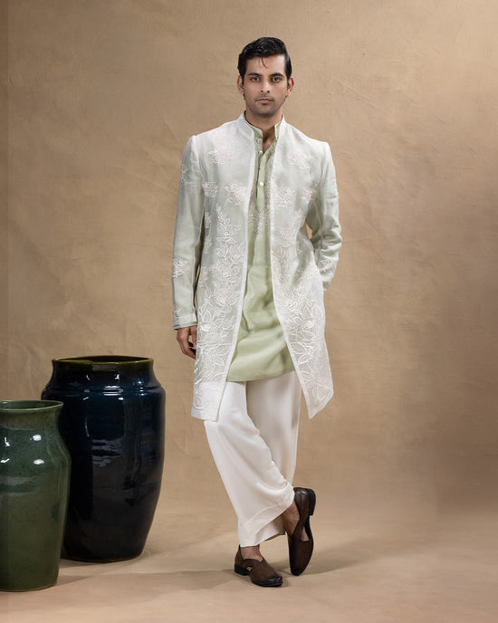 White Indowestern Set