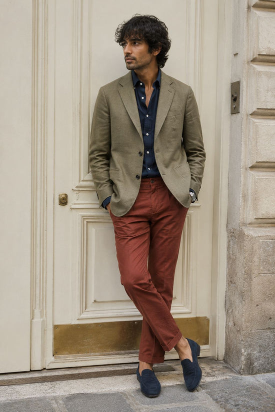 Olive Green Linen Summer Blazer