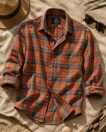 Orange Linen Shirt
