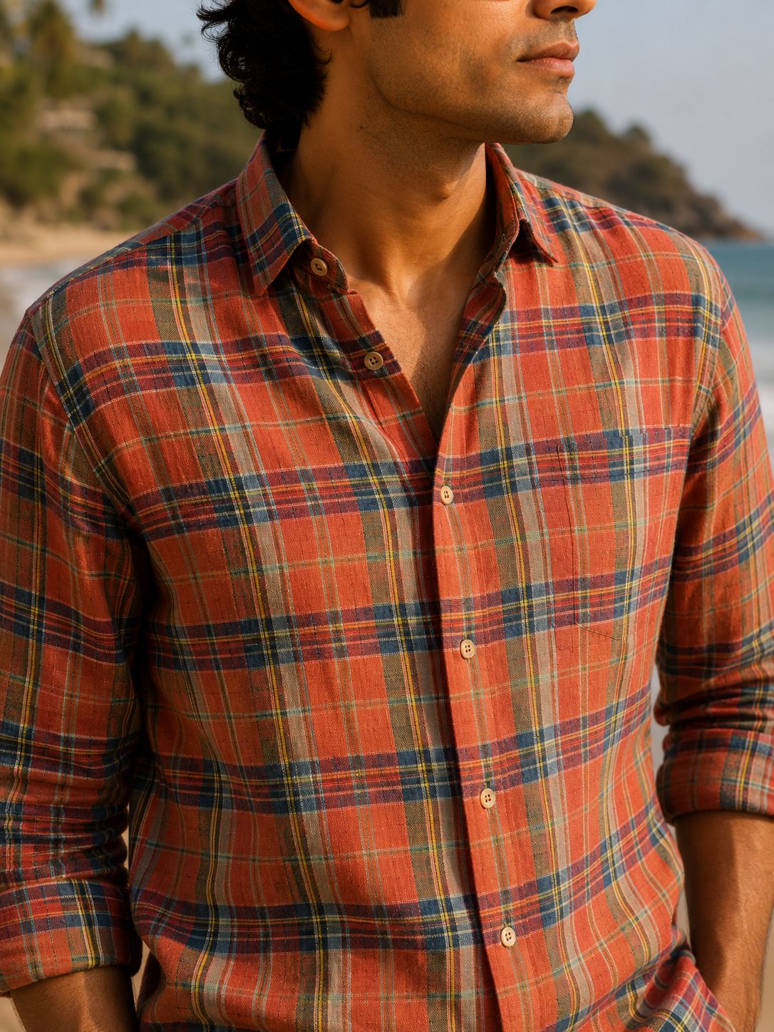 Orange Linen Shirt