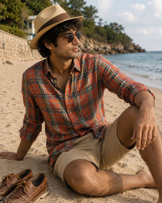 Orange Linen Shirt