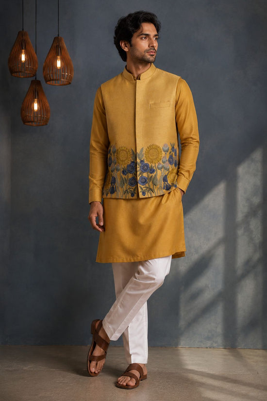 Yellow Nehru Jacket Set