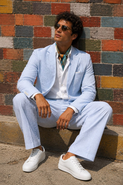 Sear Succer Light Blue Suit