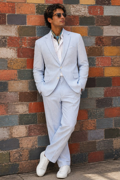 Sear Succer Light Blue Suit