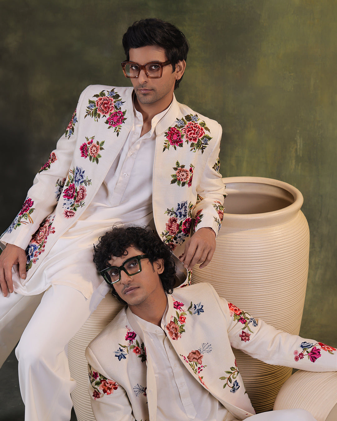 White Indowestern Set