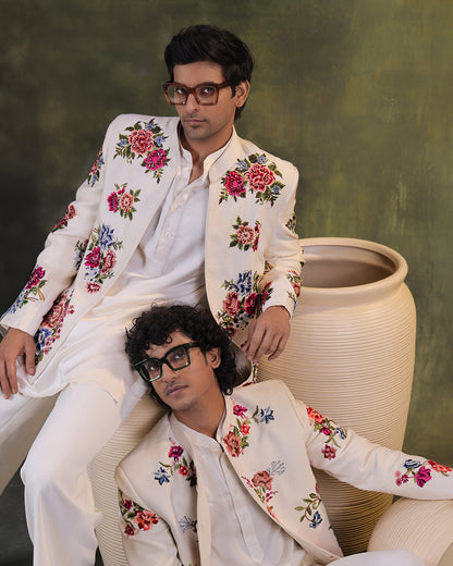 White Indowestern Set