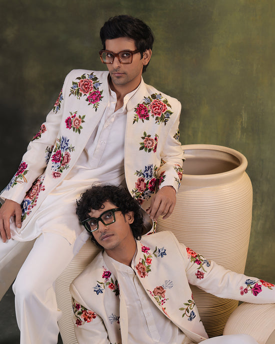 White Indowestern Set