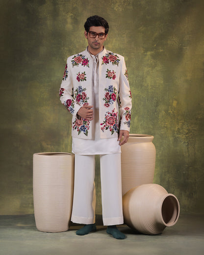 White Indowestern Set