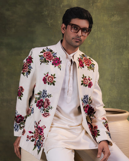 White Indowestern Set