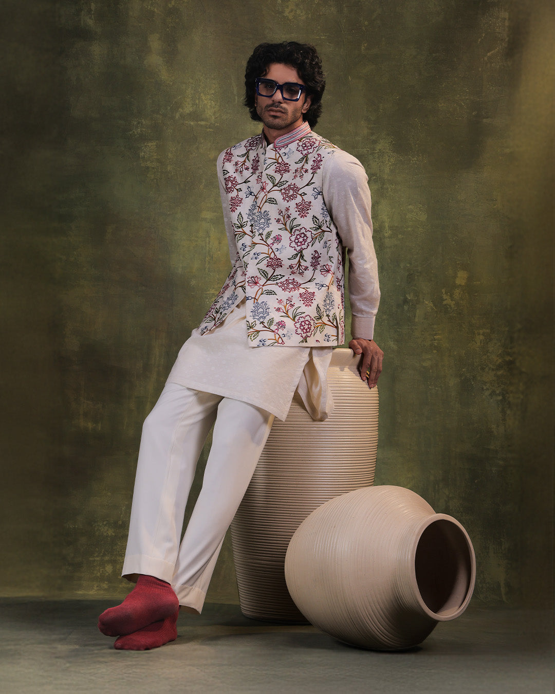 White Nehru Jacket Kurta Set