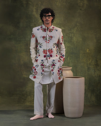White indowestern Set