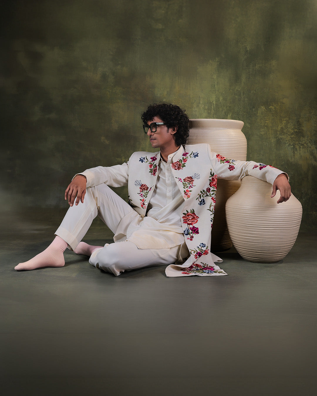 White indowestern Set
