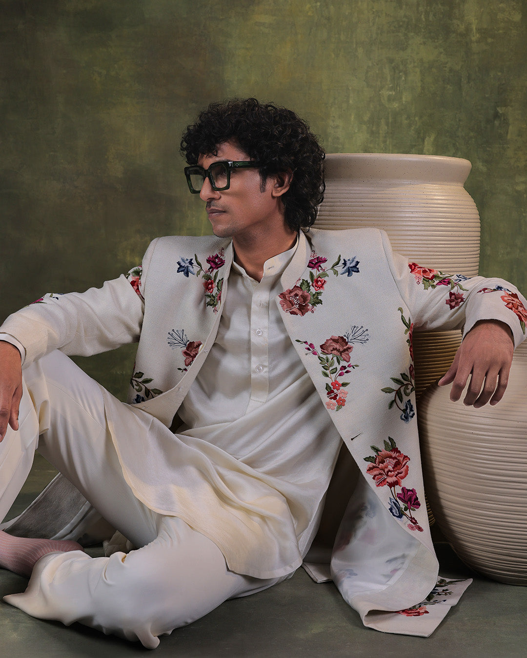 White indowestern Set