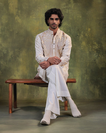 Ivory and Champagne Kurta Set