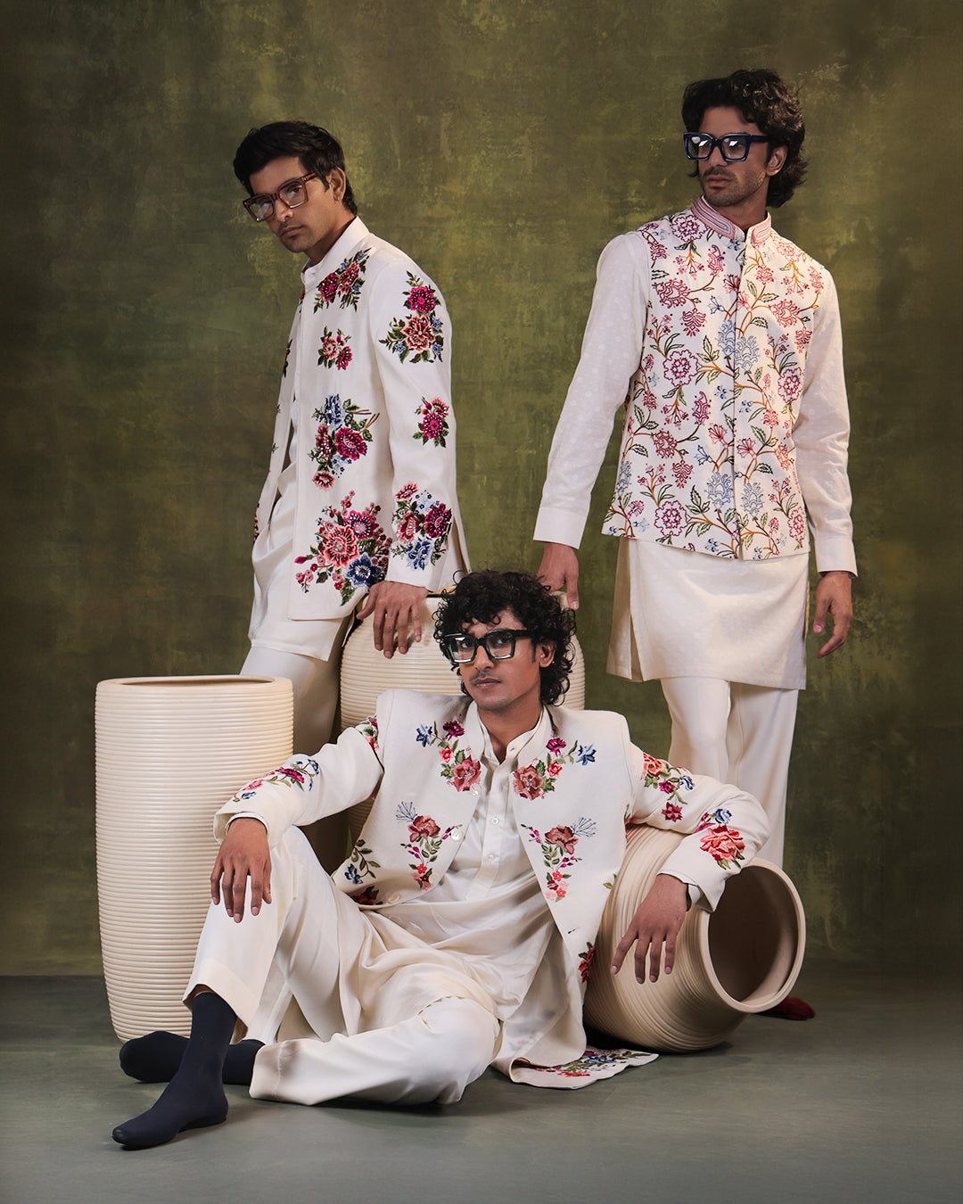 White indowestern Set