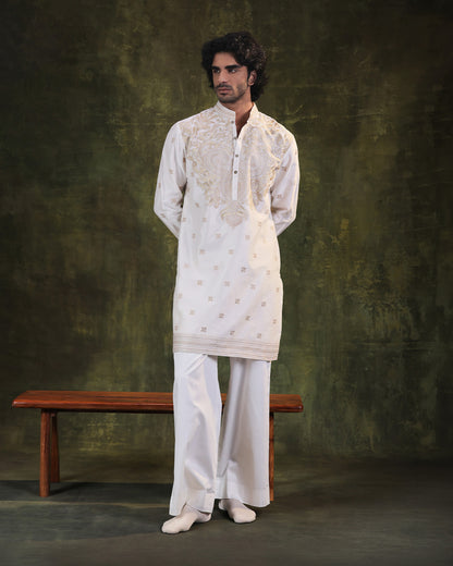 Ivory and Champagne Kurta Set